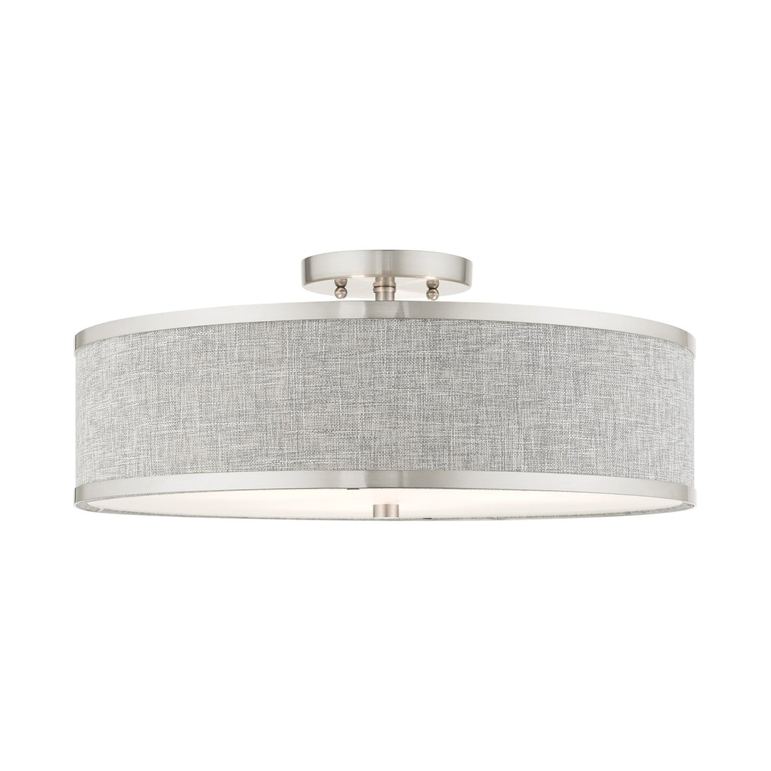 3 Light Brushed Nickel Semi Flush by Livex Lighting