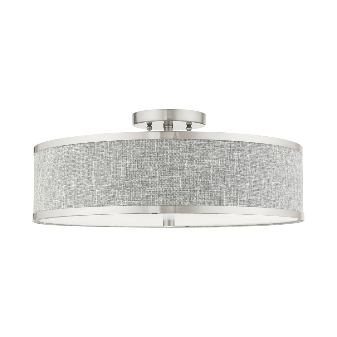 3 Light Brushed Nickel Semi Flush