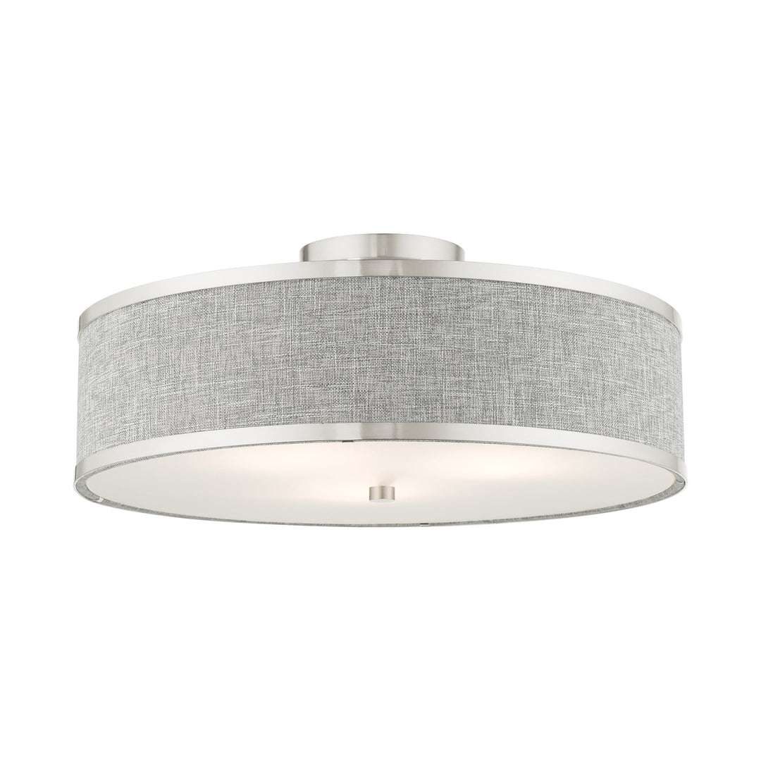 3 Light Brushed Nickel Semi Flush