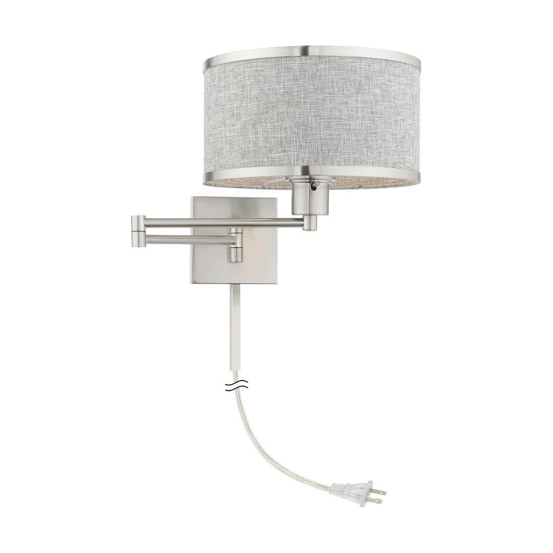 1 Light Brushed Nickel Swing Arm Wall Lamp
