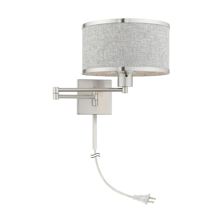 1 Light Brushed Nickel Swing Arm Wall Lamp