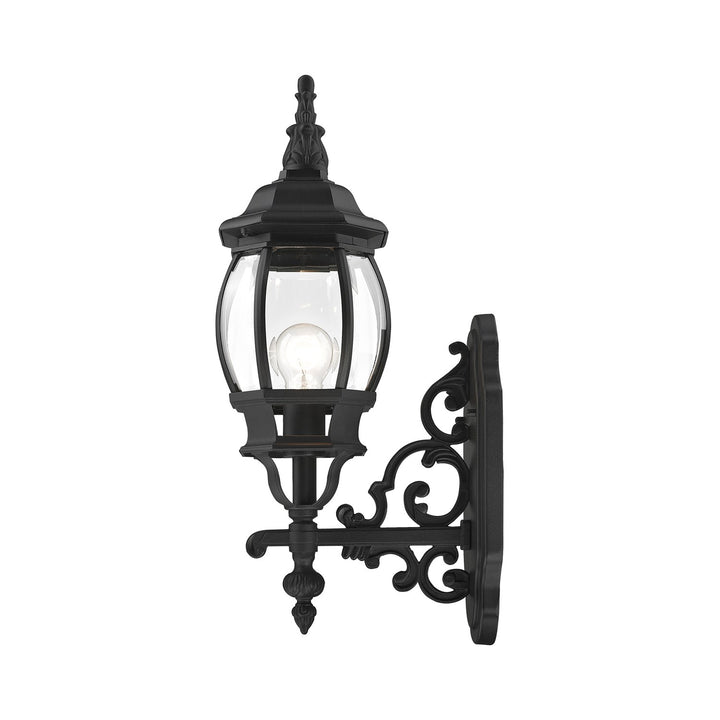 1 Light Textured Black Outdoor Wall Lantern