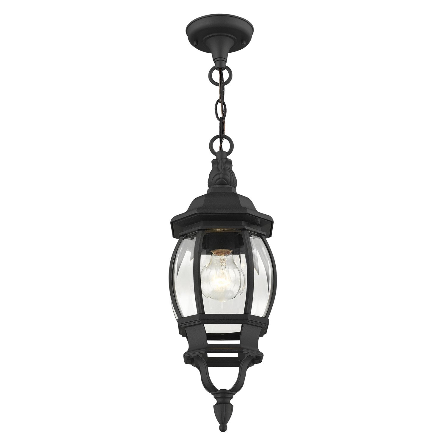 1 Light Textured Black Outdoor Pendant Lantern