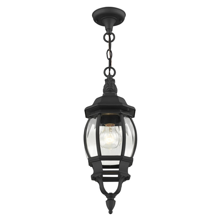 1 Light Textured Black Outdoor Pendant Lantern