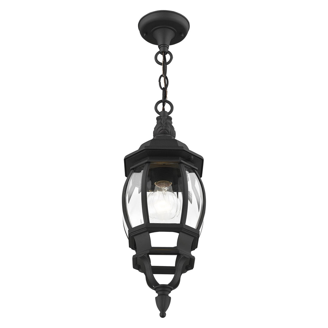 1 Light Textured Black Outdoor Pendant Lantern
