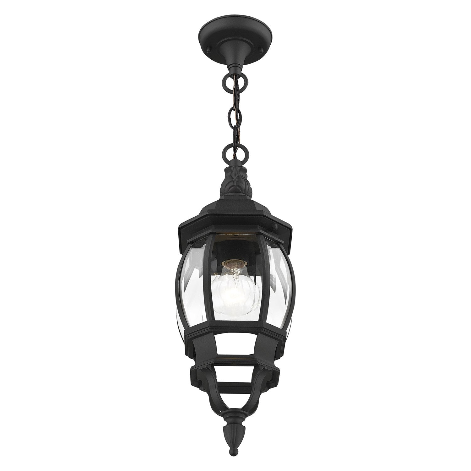 1 Light Textured Black Outdoor Pendant Lantern