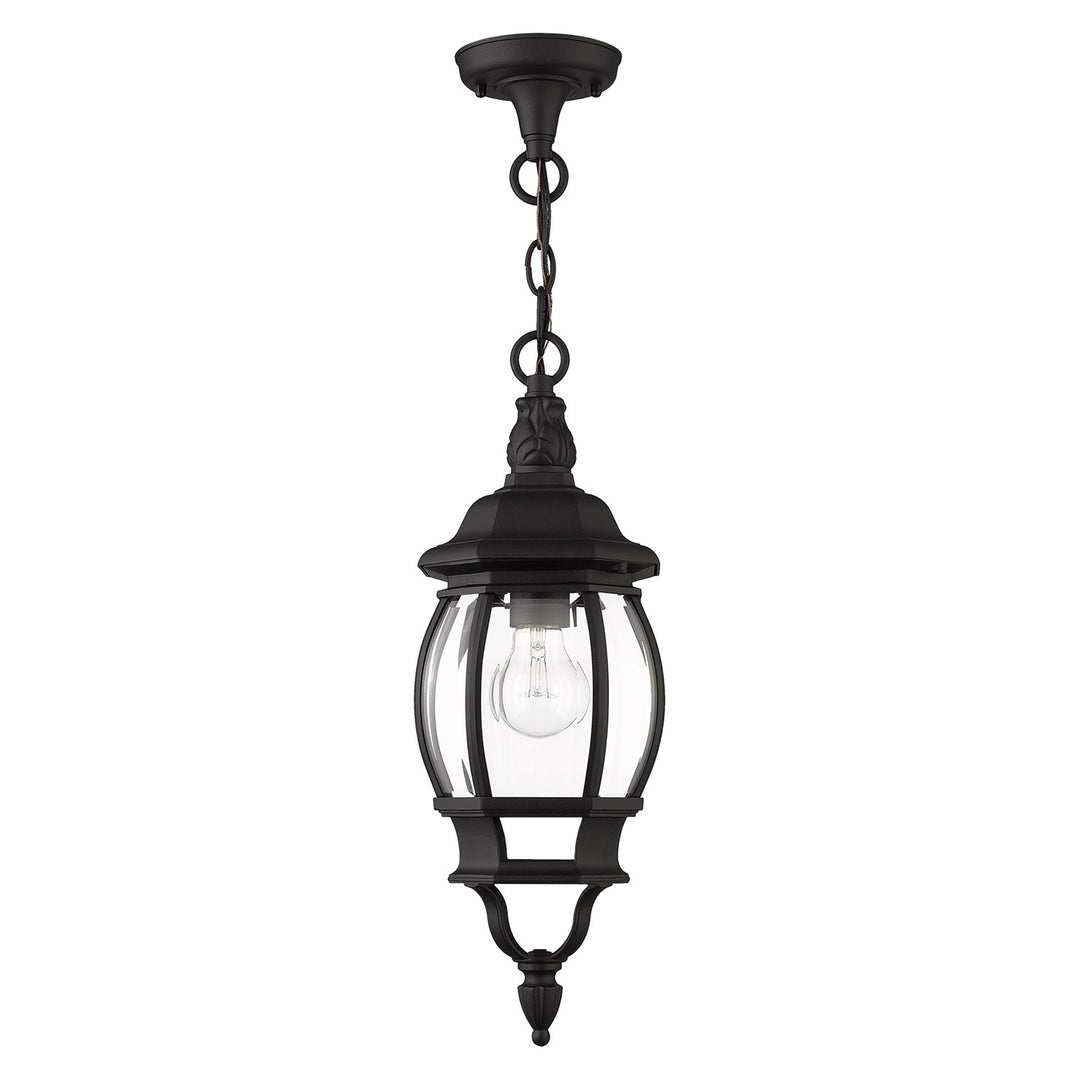 1 Light Textured Black Outdoor Pendant Lantern