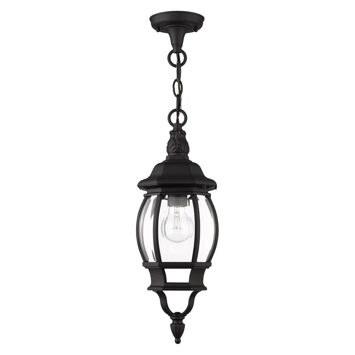 1 Light Textured Black Outdoor Pendant Lantern