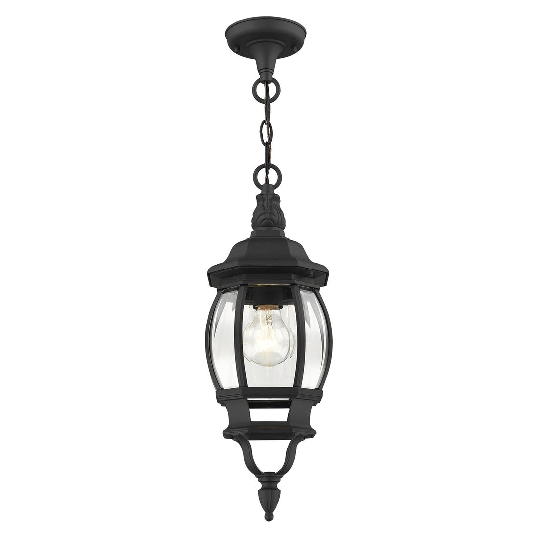 1 Light Textured Black Outdoor Pendant Lantern