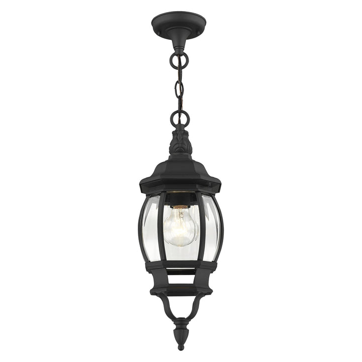 1 Light Textured Black Outdoor Pendant Lantern