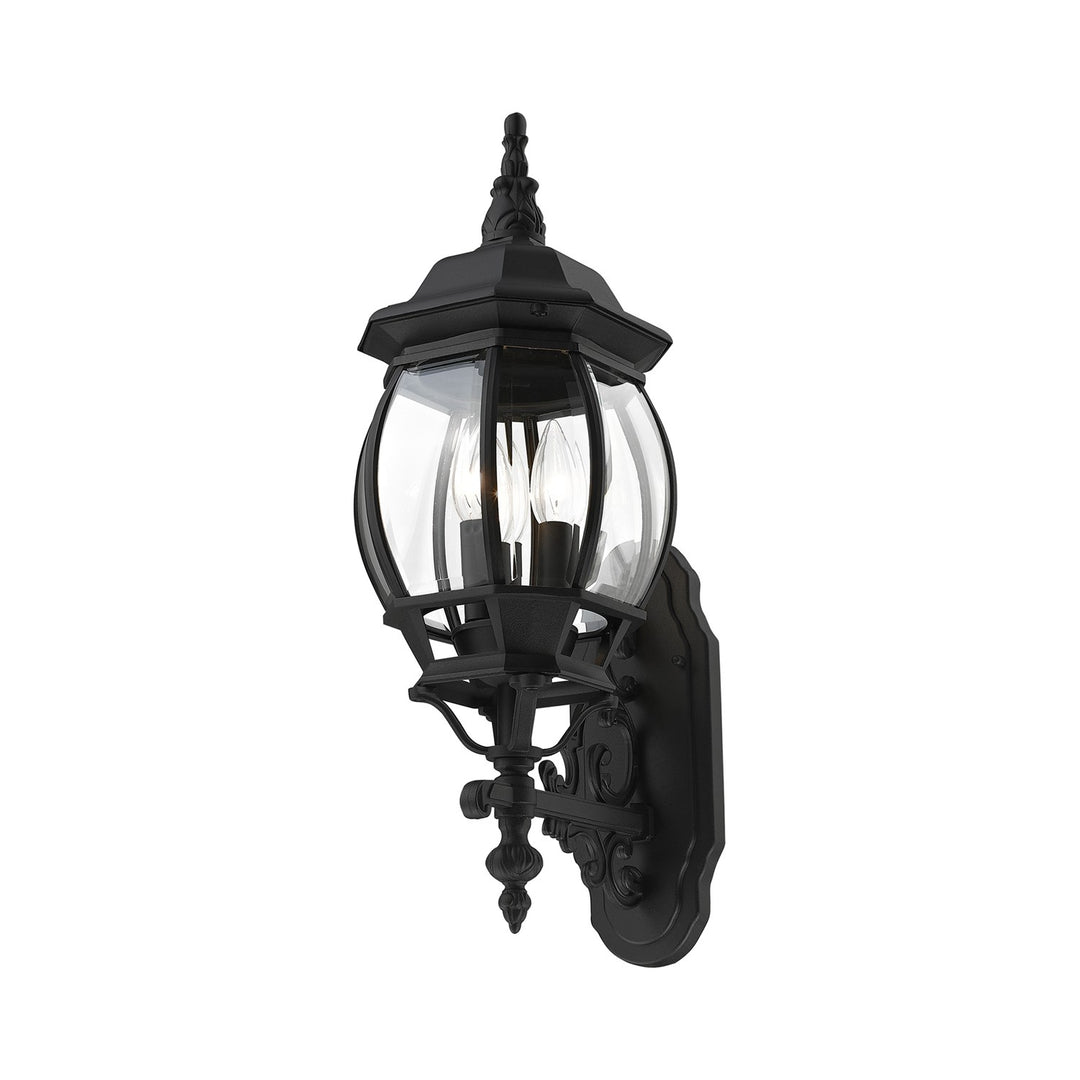3 Light Textured Black Outdoor Wall Lantern