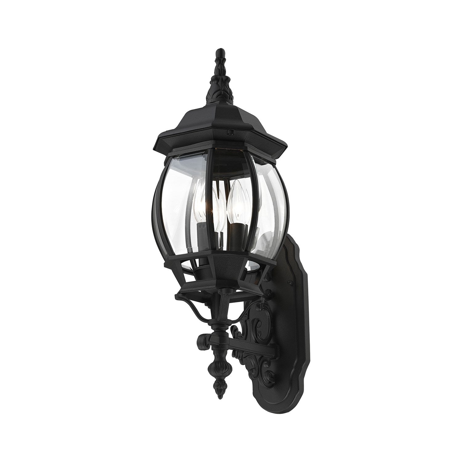 3 Light Textured Black Outdoor Wall Lantern