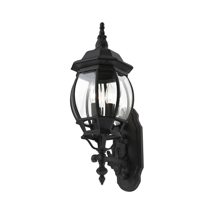 3 Light Textured Black Outdoor Wall Lantern