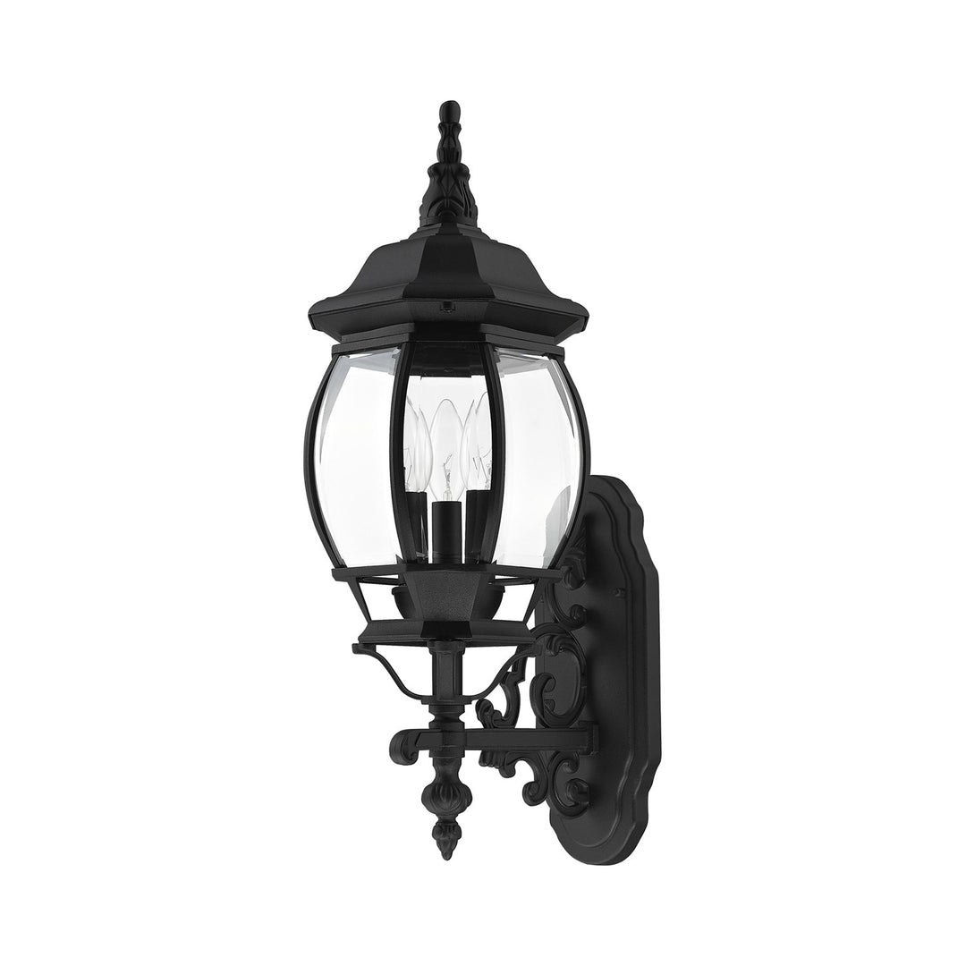 3 Light Textured Black Outdoor Wall Lantern
