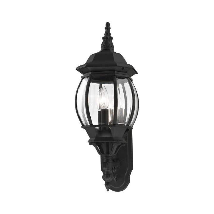 3 Light Textured Black Outdoor Wall Lantern