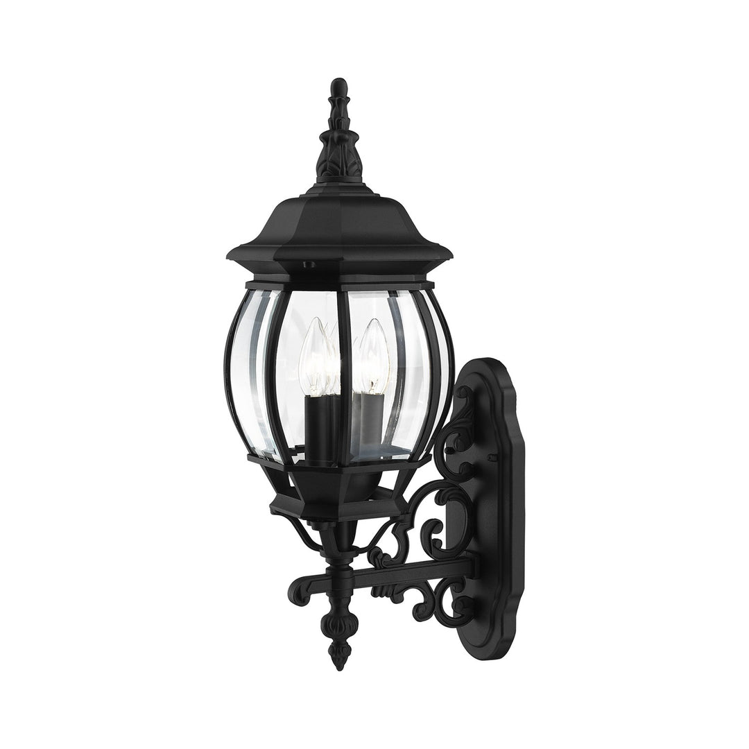 3 Light Textured Black Outdoor Wall Lantern