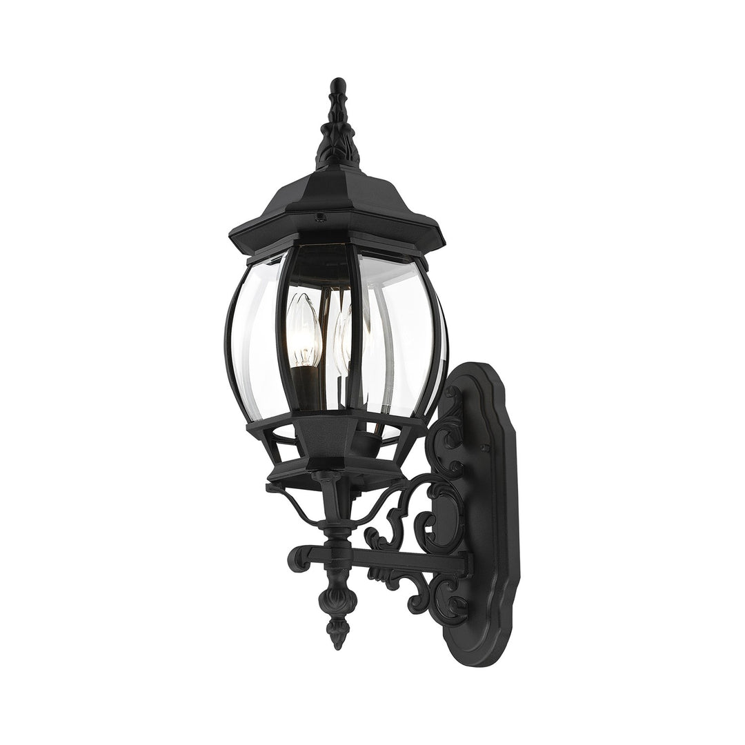 3 Light Textured Black Outdoor Wall Lantern