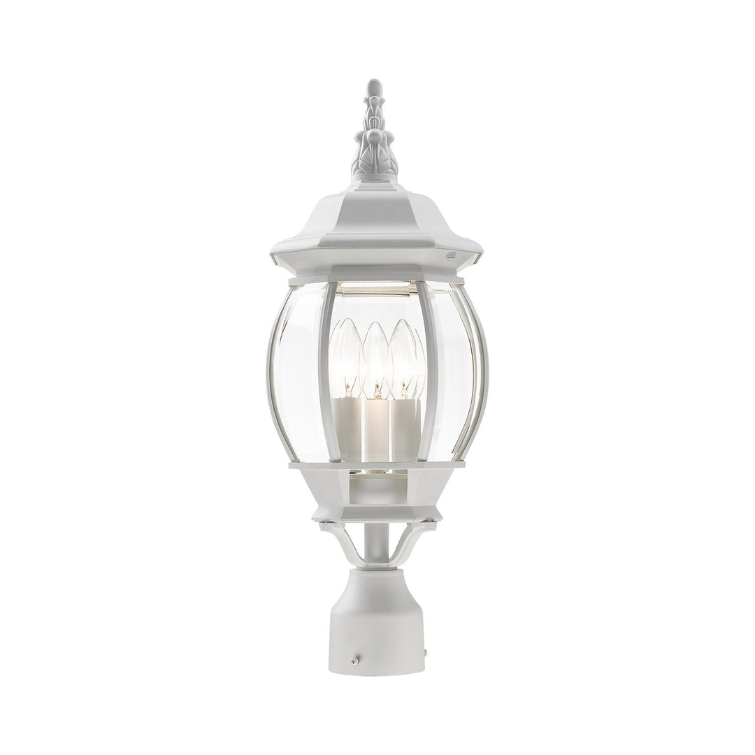 3 Light Textured White Outdoor Post Top Lantern by Livex Lighting