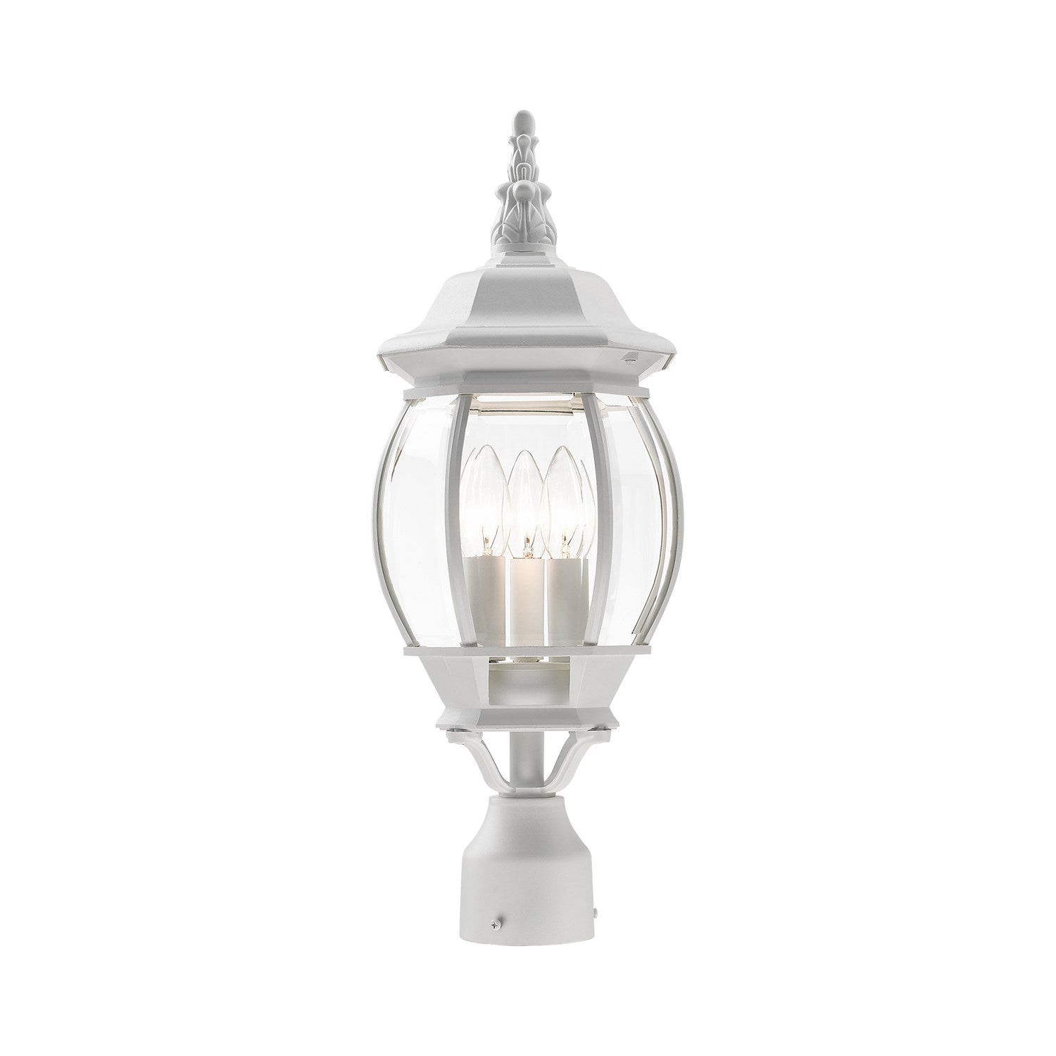 3 Light Textured White Outdoor Post Top Lantern by Livex Lighting