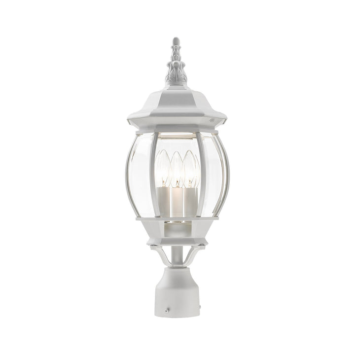 3 Light Textured White Outdoor Post Top Lantern by Livex Lighting