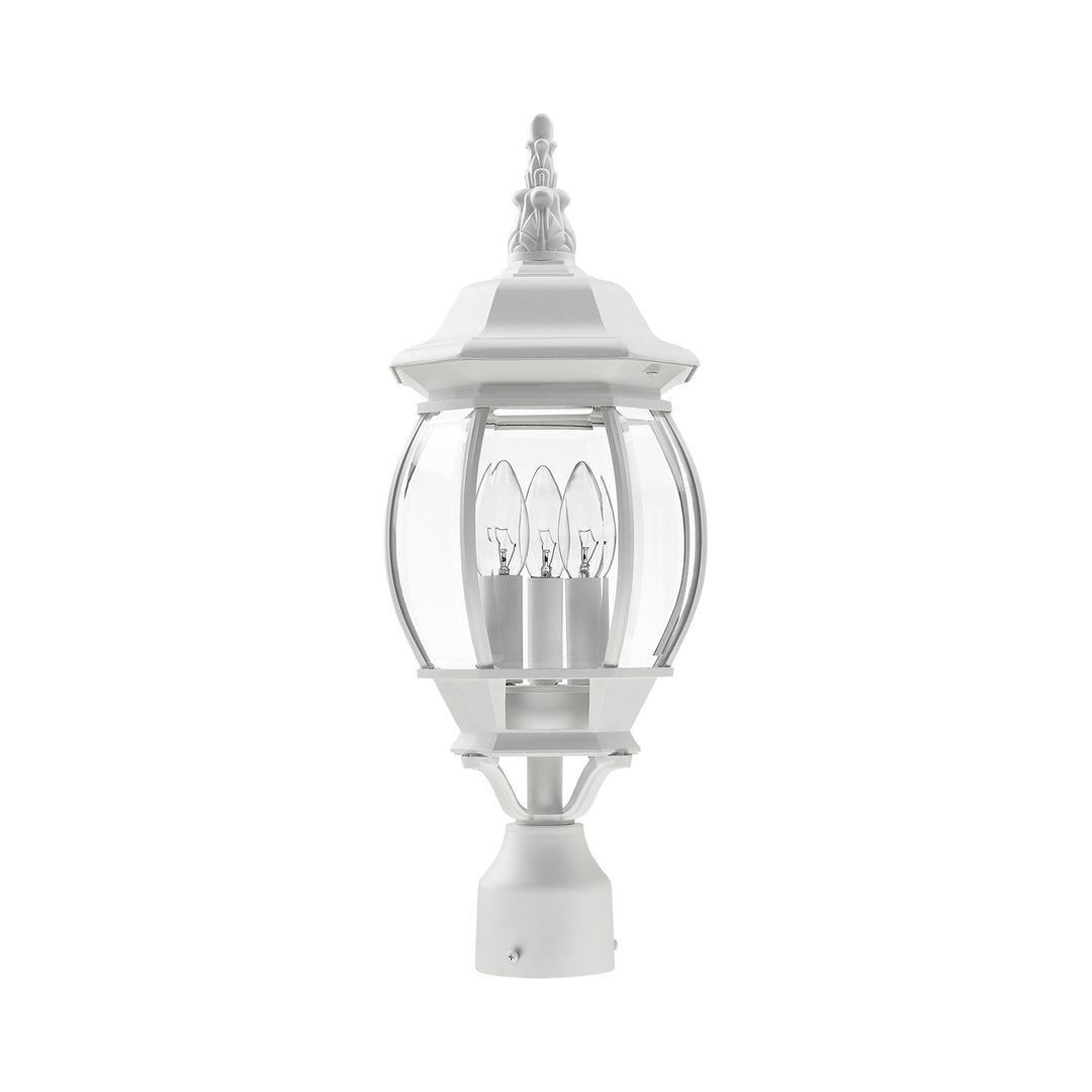 3 Light Textured White Outdoor Post Top Lantern