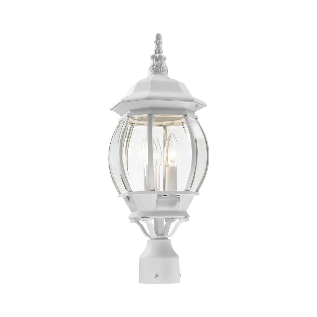 3 Light Textured White Outdoor Post Top Lantern