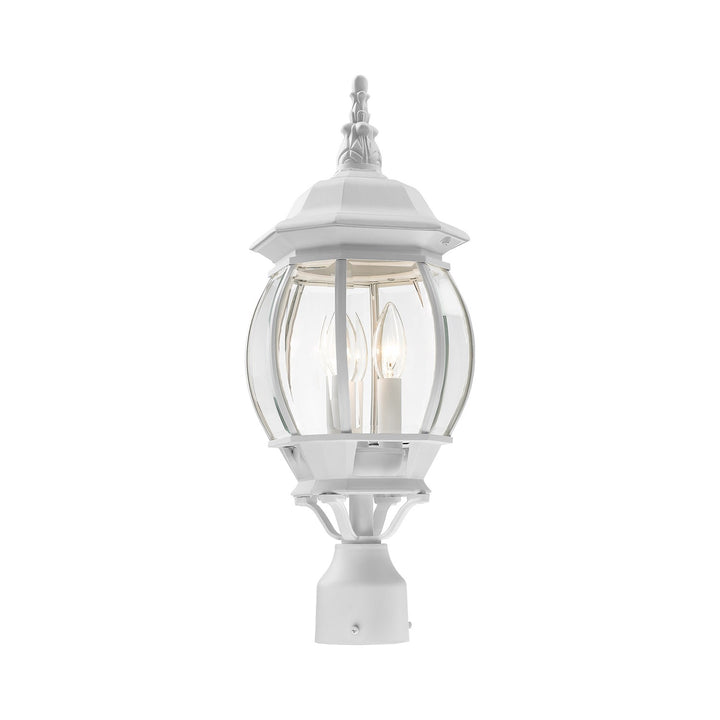 3 Light Textured White Outdoor Post Top Lantern