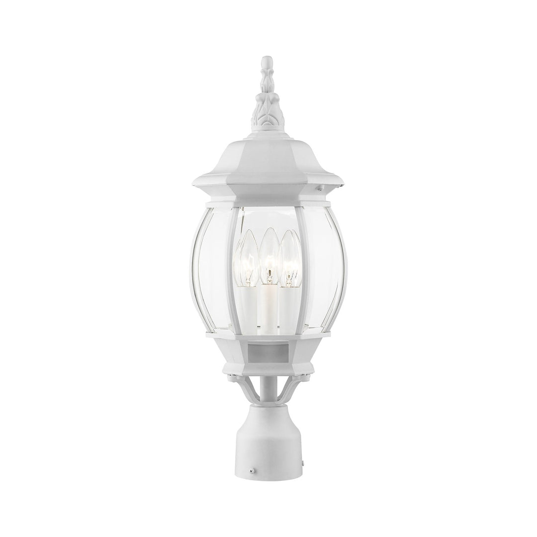 3 Light Textured White Outdoor Post Top Lantern