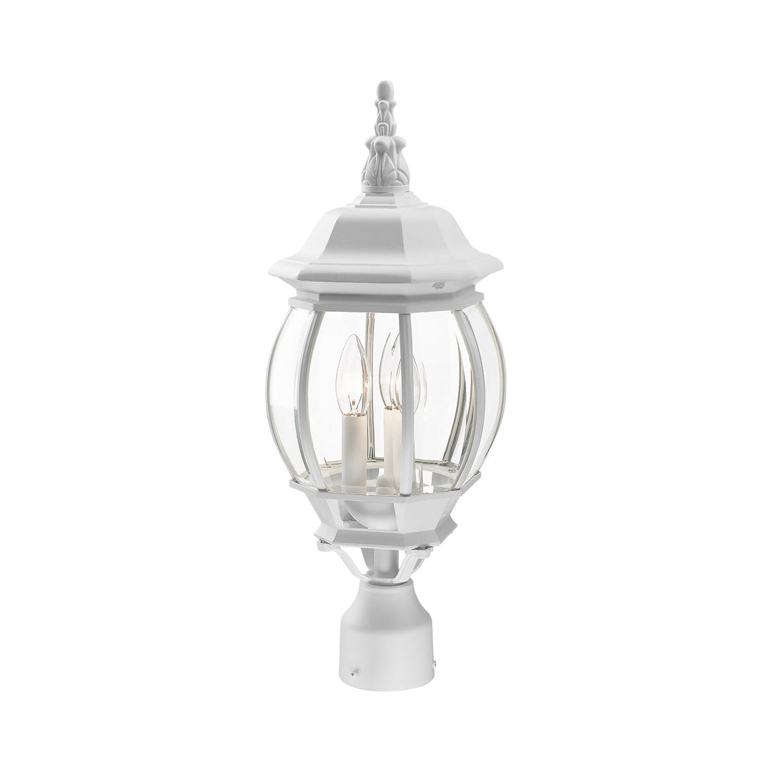 3 Light Textured White Outdoor Post Top Lantern