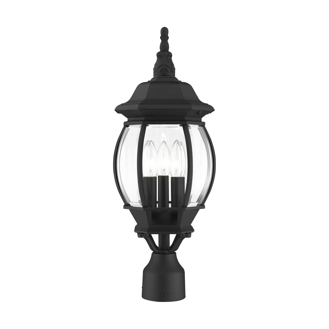 3 Light Textured Black Outdoor Post Top Lantern by Livex Lighting