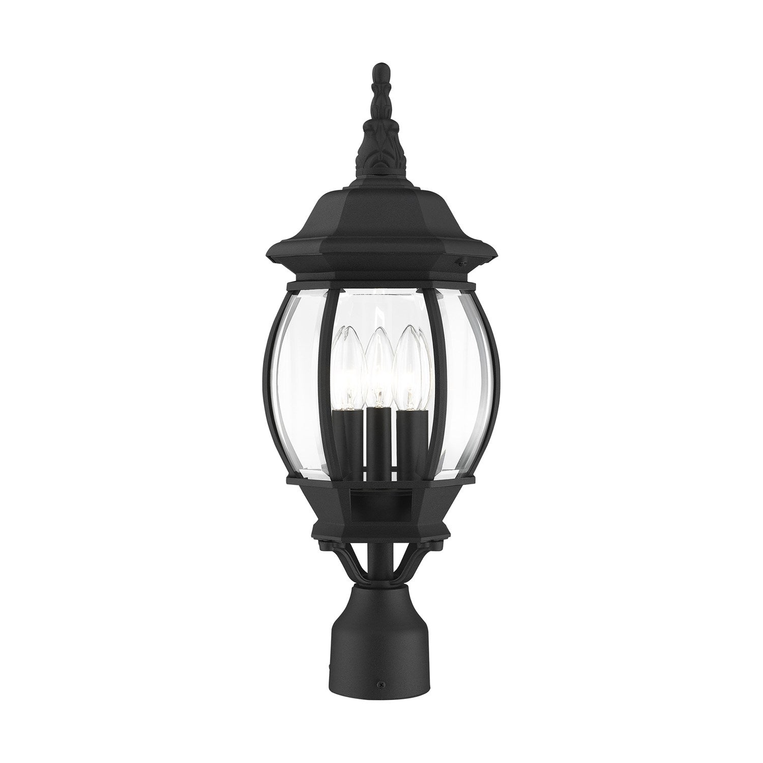 3 Light Textured Black Outdoor Post Top Lantern by Livex Lighting