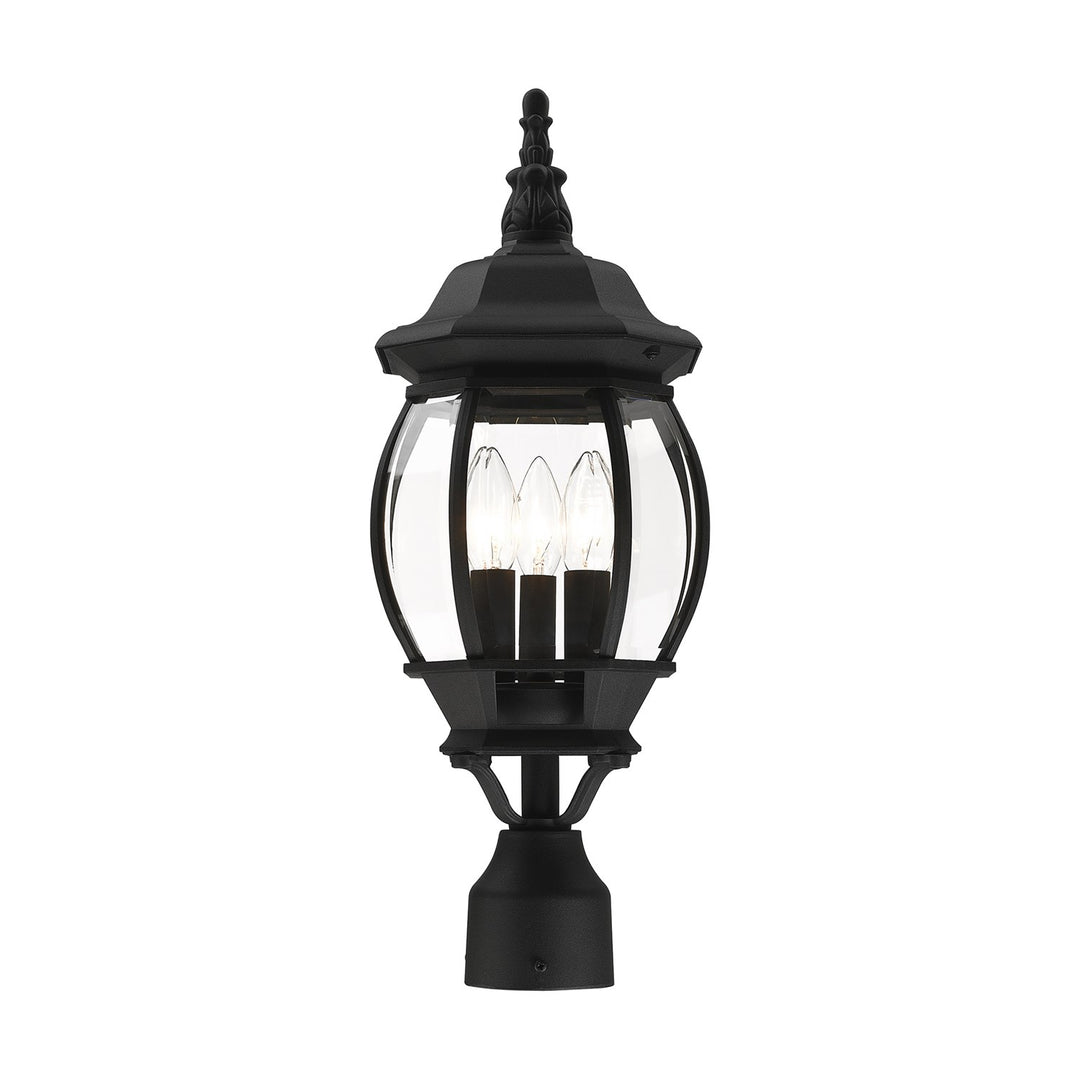 3 Light Textured Black Outdoor Post Top Lantern