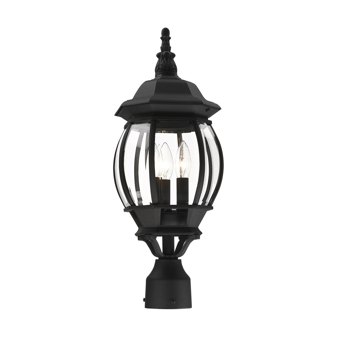 3 Light Textured Black Outdoor Post Top Lantern