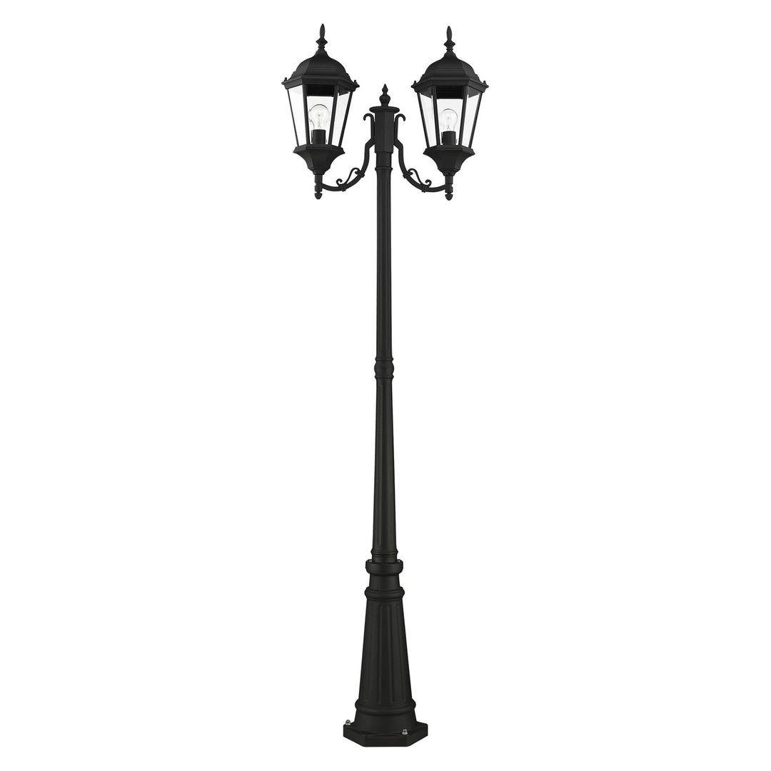 2 Light Textured Black Outdoor Post Light