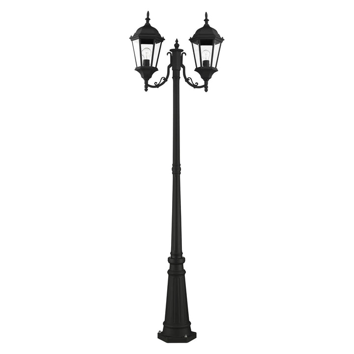 2 Light Textured Black Outdoor Post Light