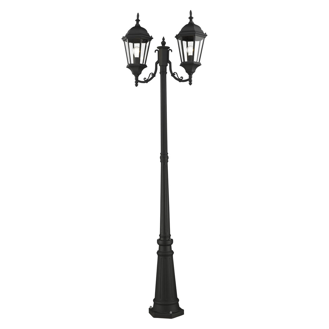 2 Light Textured Black Outdoor Post Light