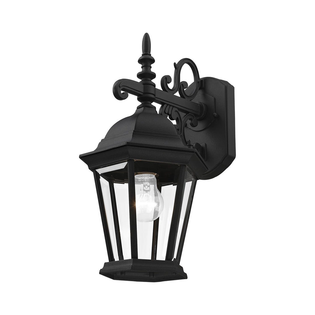 1 Light Textured Black Outdoor Wall Lantern