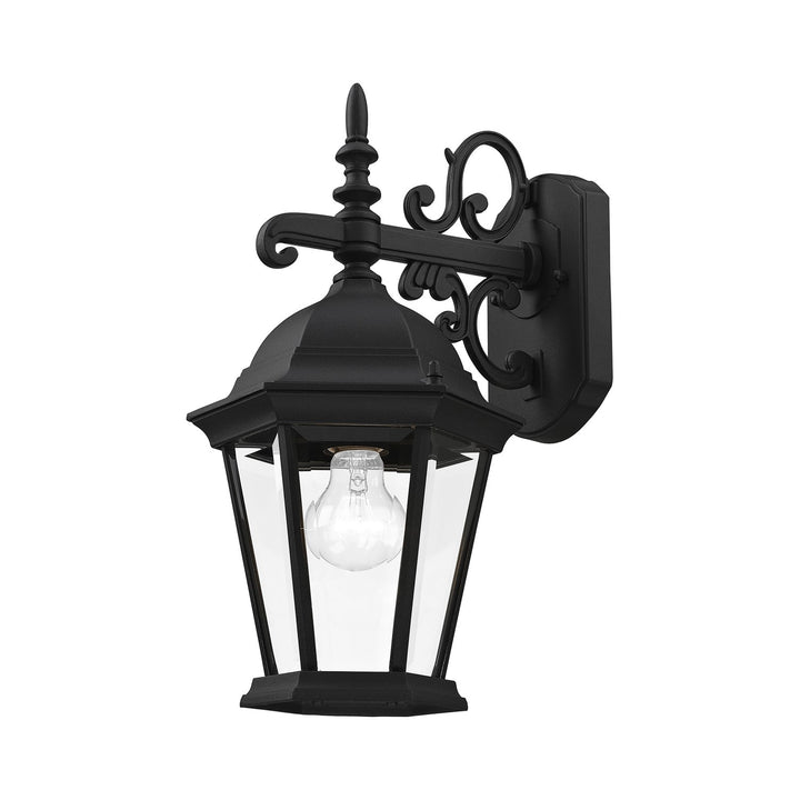 1 Light Textured Black Outdoor Wall Lantern