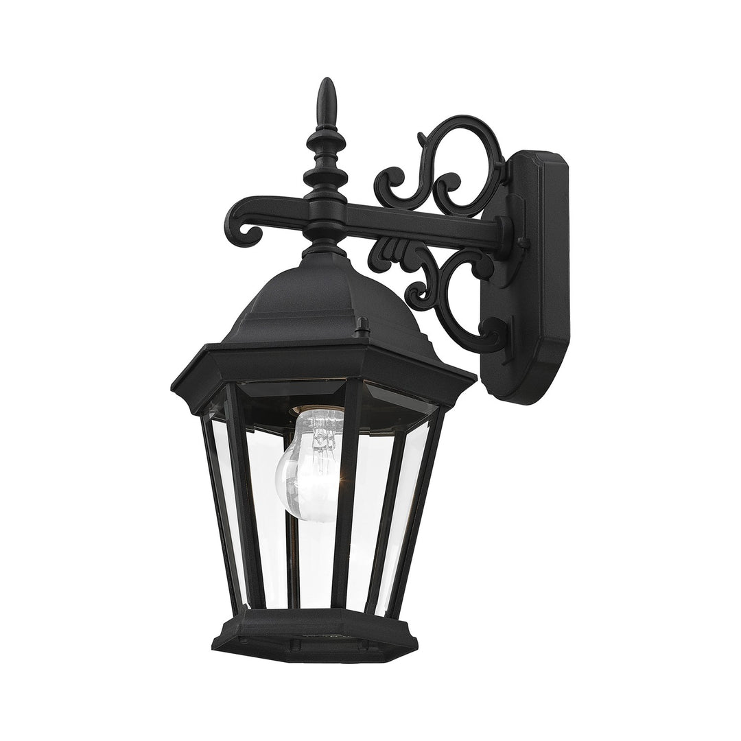 1 Light Textured Black Outdoor Wall Lantern