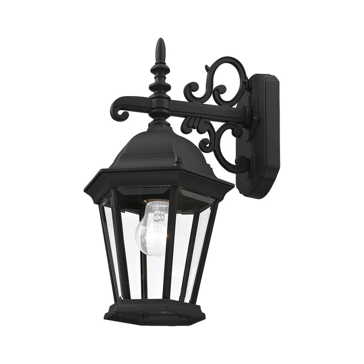 1 Light Textured Black Outdoor Wall Lantern