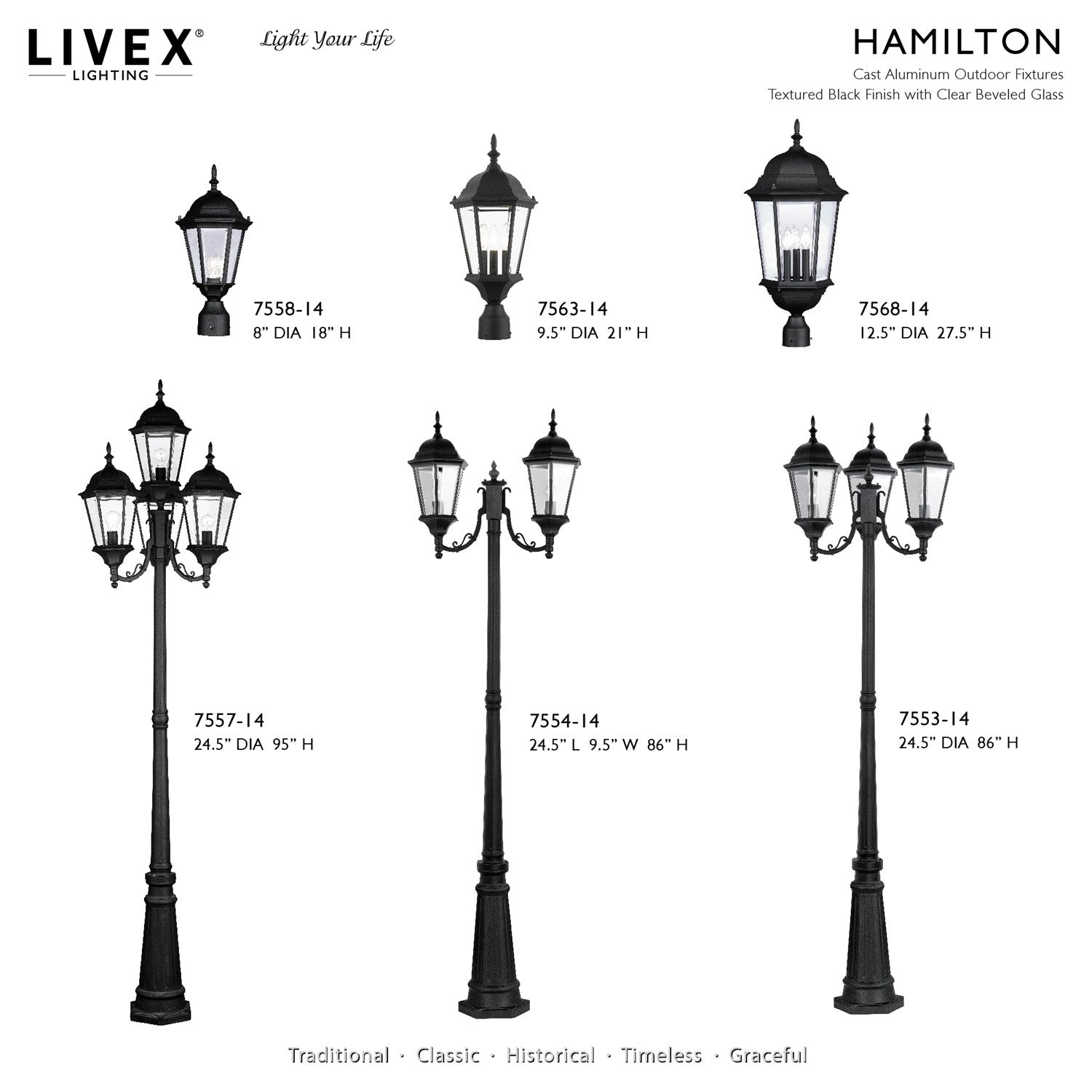 4 Light Textured Black Outdoor Post Light