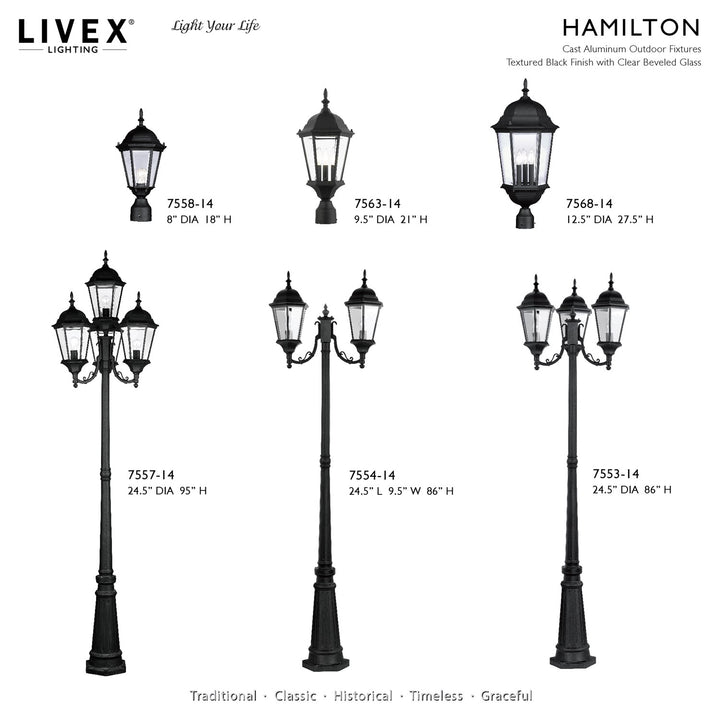 4 Light Textured Black Outdoor Post Light