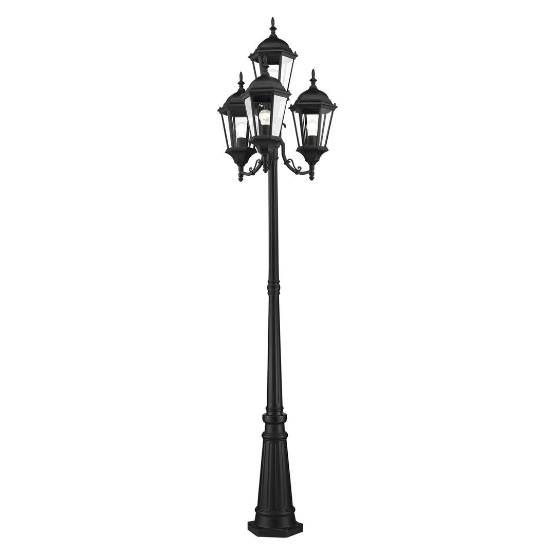 4 Light Textured Black Outdoor Post Light