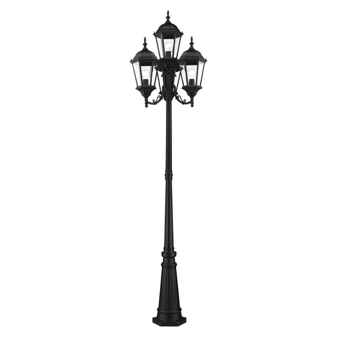 4 Light Textured Black Outdoor Post Light