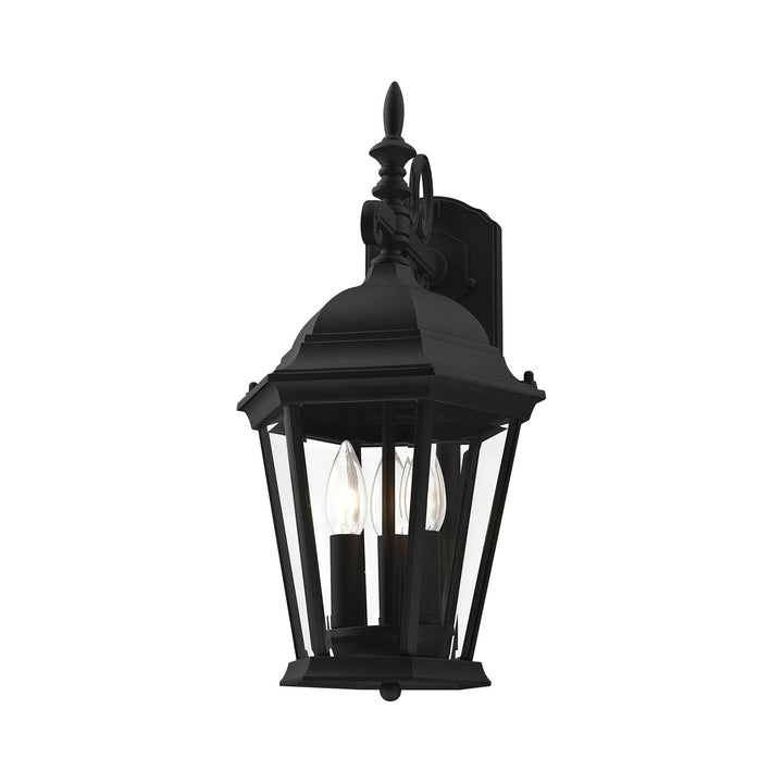 3 Light Textured Black Outdoor Wall Lantern