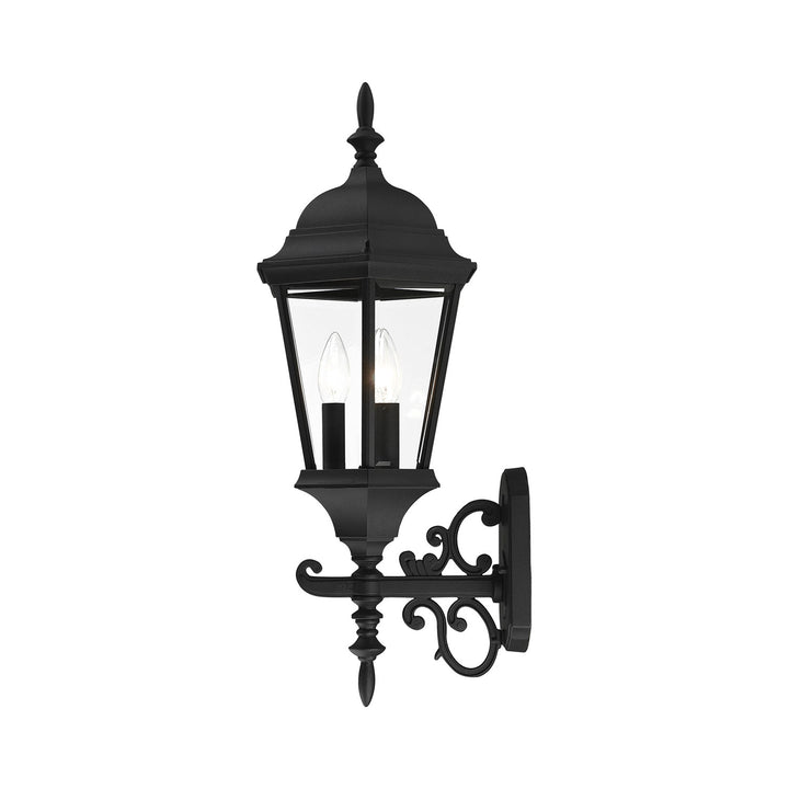 3 Light Textured Black Outdoor Wall Lantern