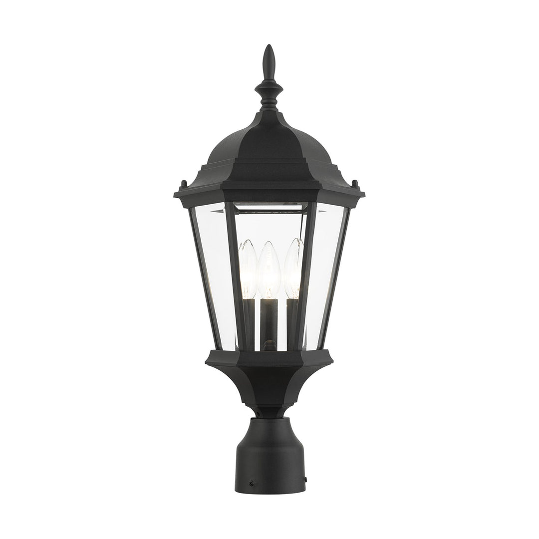 3 Light Textured Black Outdoor Post Top Lantern by Livex Lighting