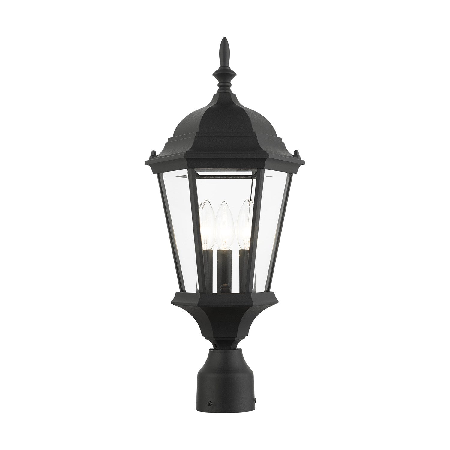 3 Light Textured Black Outdoor Post Top Lantern by Livex Lighting