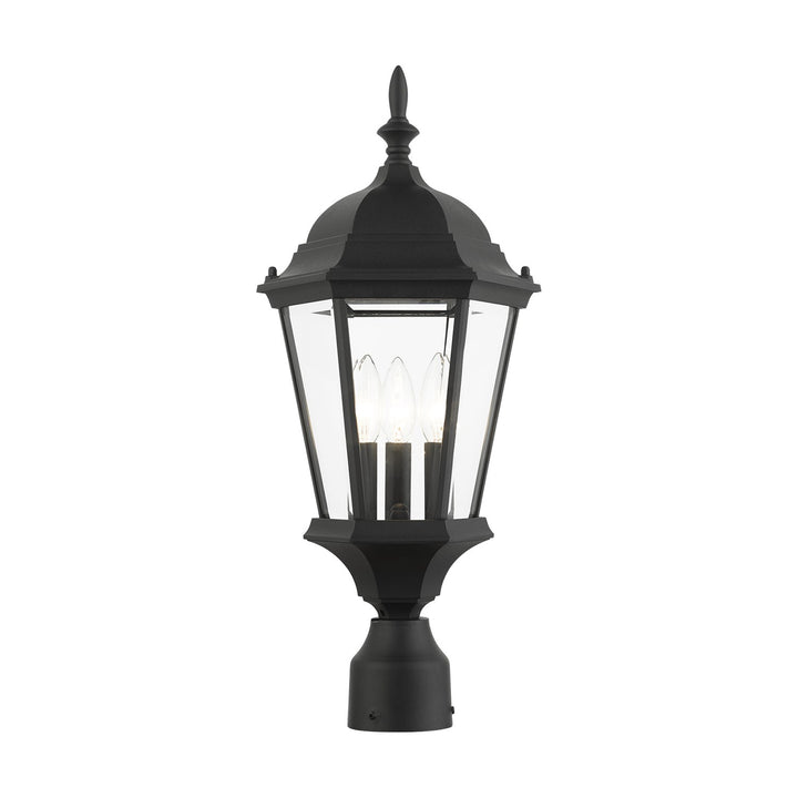 3 Light Textured Black Outdoor Post Top Lantern by Livex Lighting