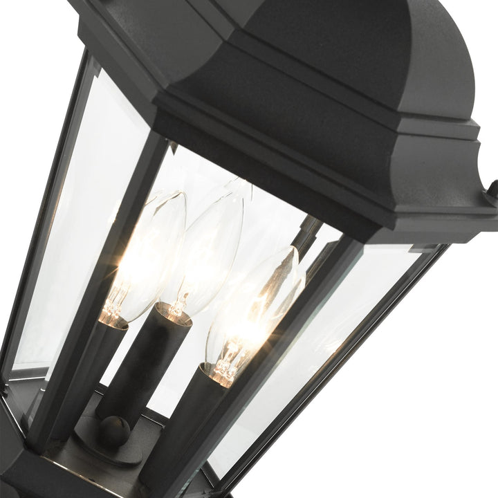 3 Light Textured Black Outdoor Post Top Lantern